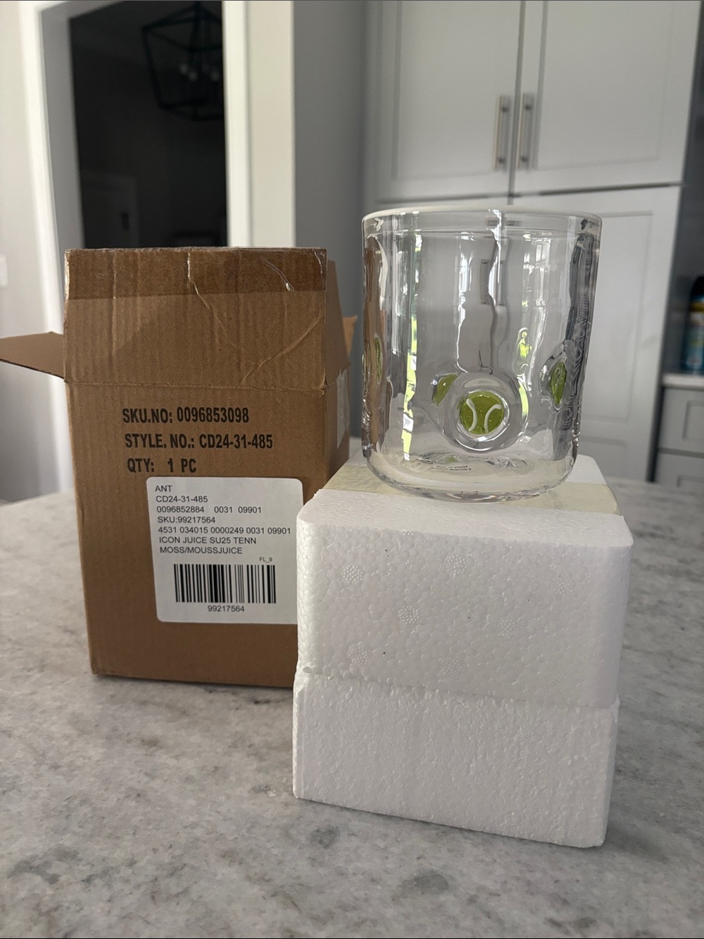 Anthropologie Tennis Ball Icon Juice Glass Green Moss Cocktail Tumbler NWT